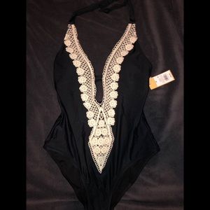 Black one piece swim suit